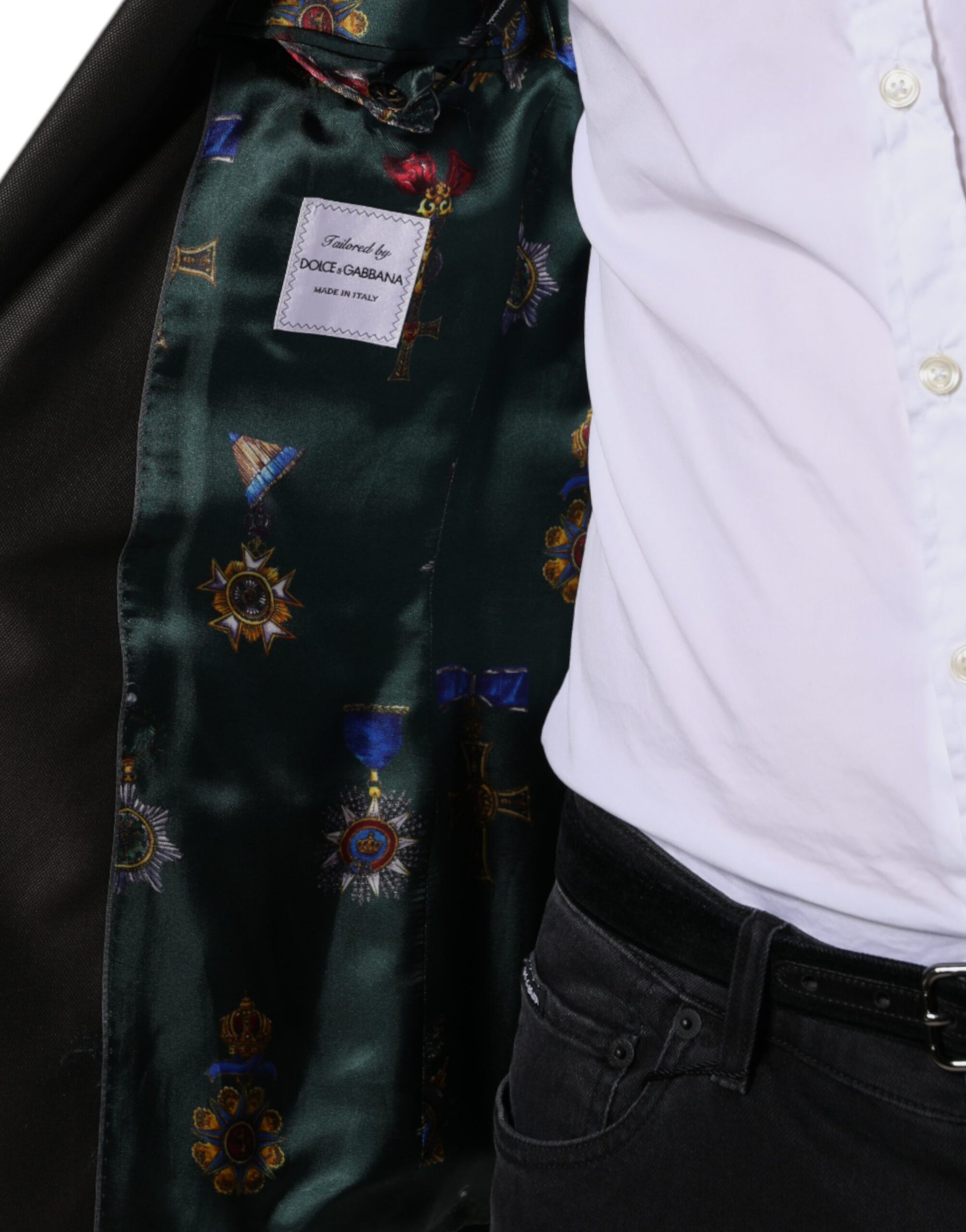 Dolce & Gabbana Blazer Brown Green Bee Wool Jacket Coat Dolce & Gabbana