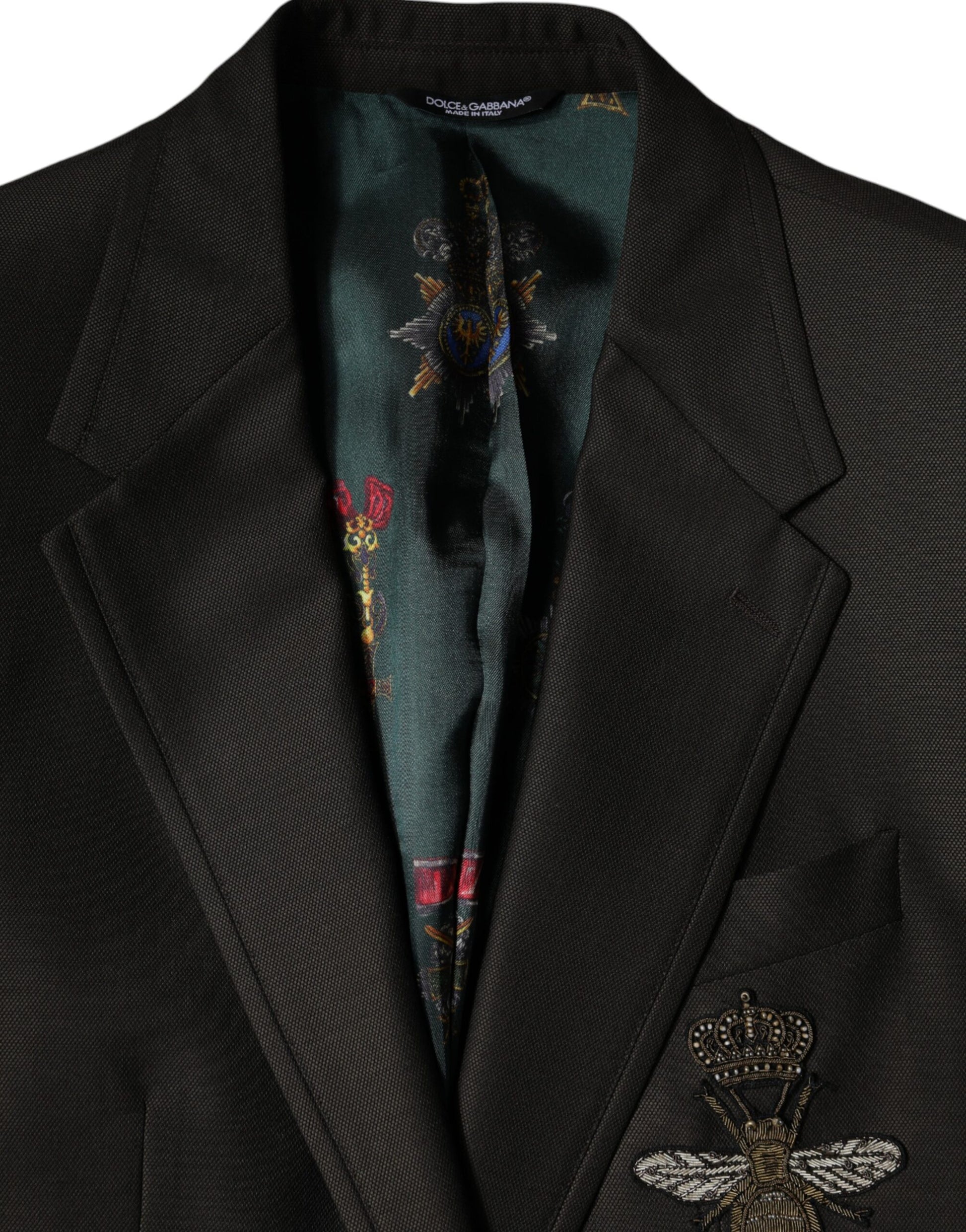 Dolce & Gabbana Blazer Brown Green Bee Wool Jacket Coat Dolce & Gabbana