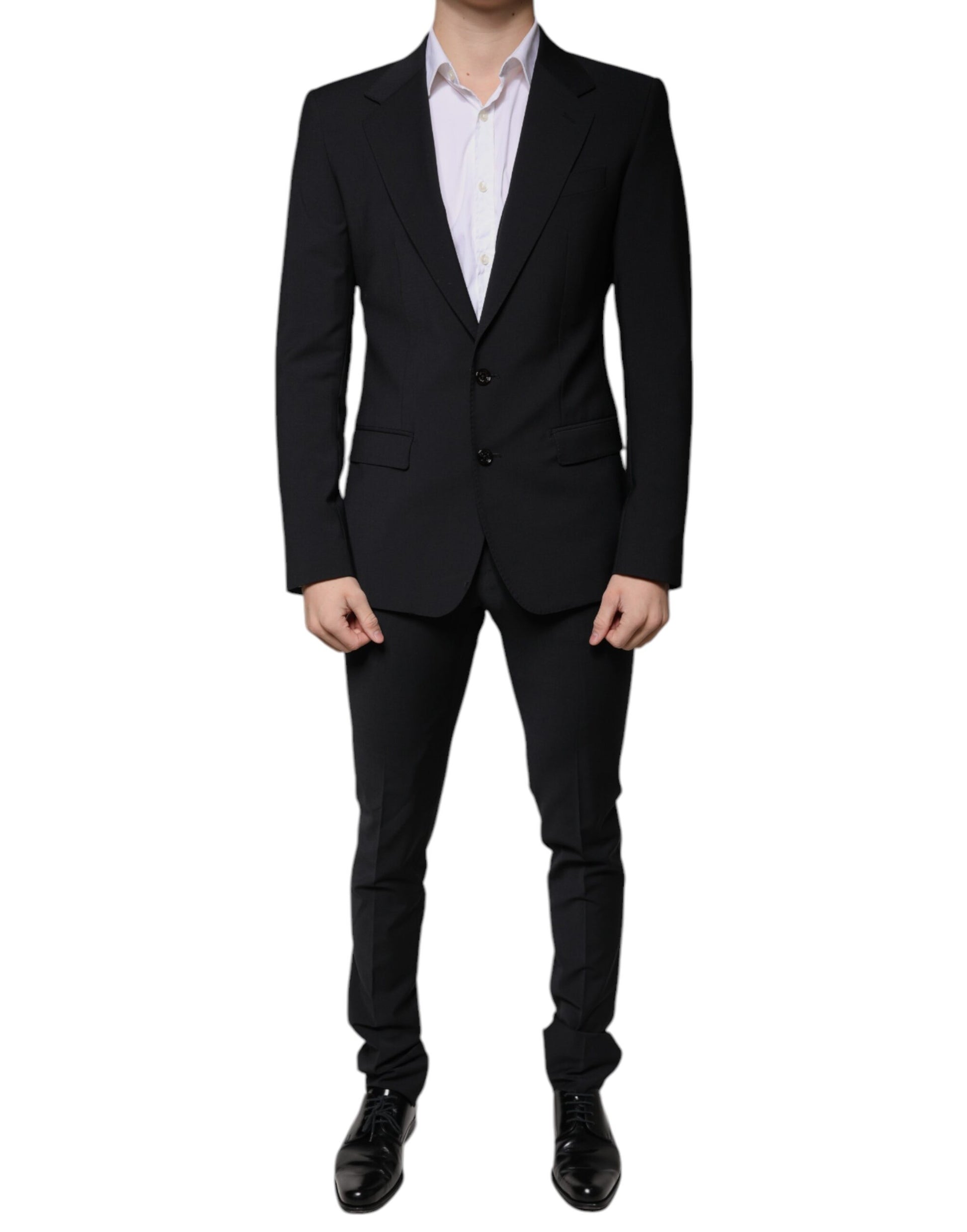 Dolce & Gabbana Black Wool 3 Piece Slim Fit Formal Men Suit Dolce & Gabbana
