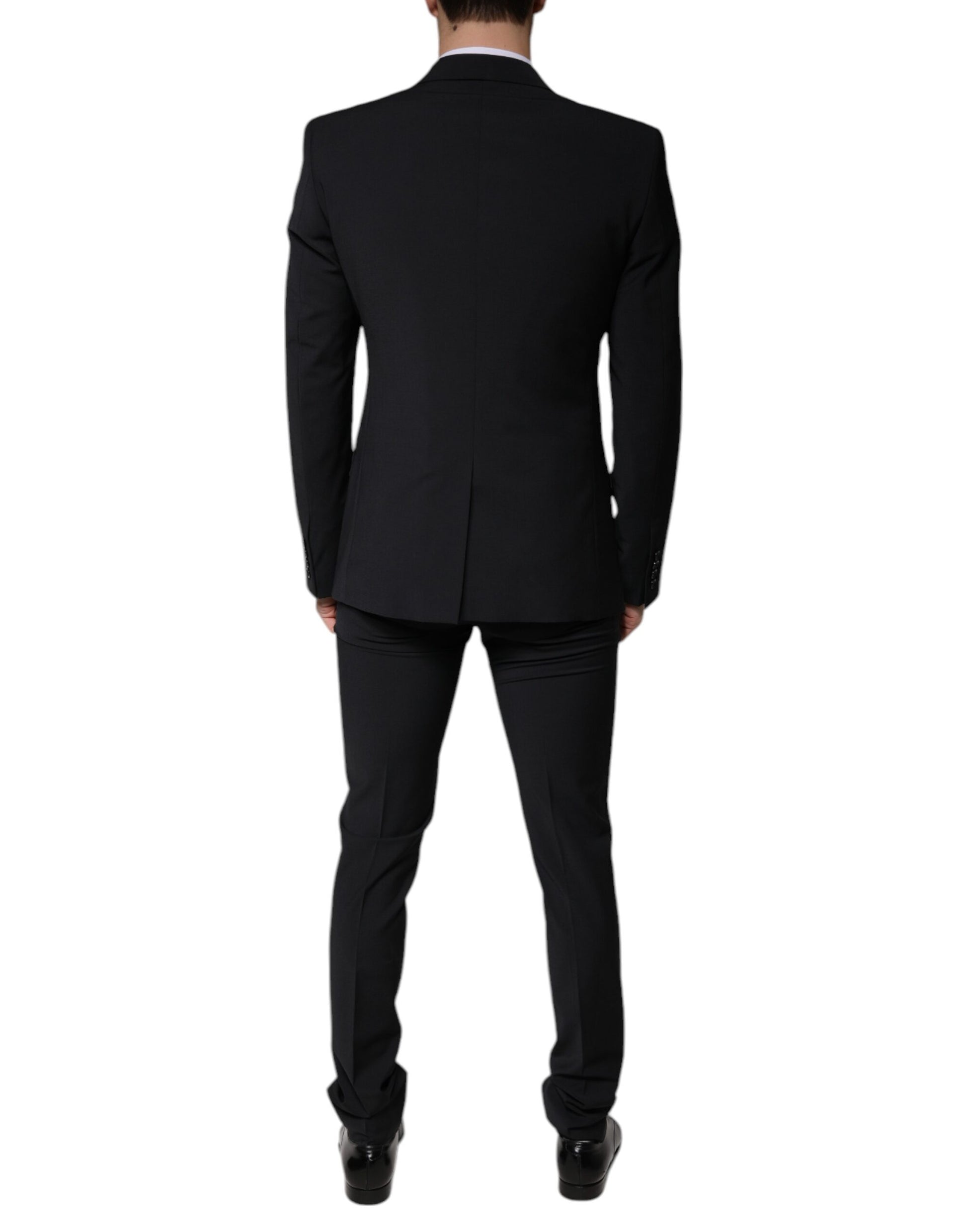 Dolce & Gabbana Black Wool 3 Piece Slim Fit Formal Men Suit Dolce & Gabbana