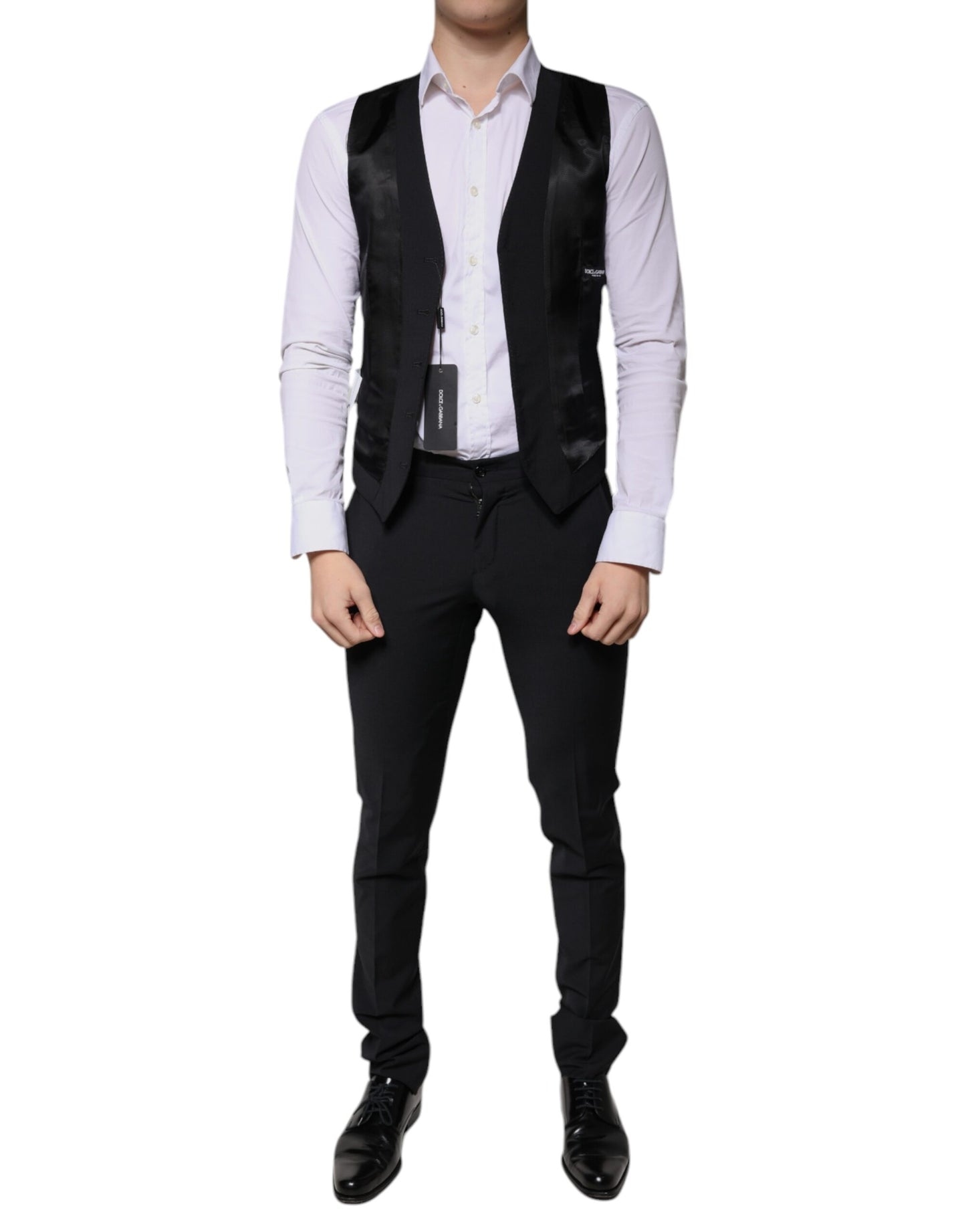 Dolce & Gabbana Black Wool 3 Piece Slim Fit Formal Men Suit Dolce & Gabbana