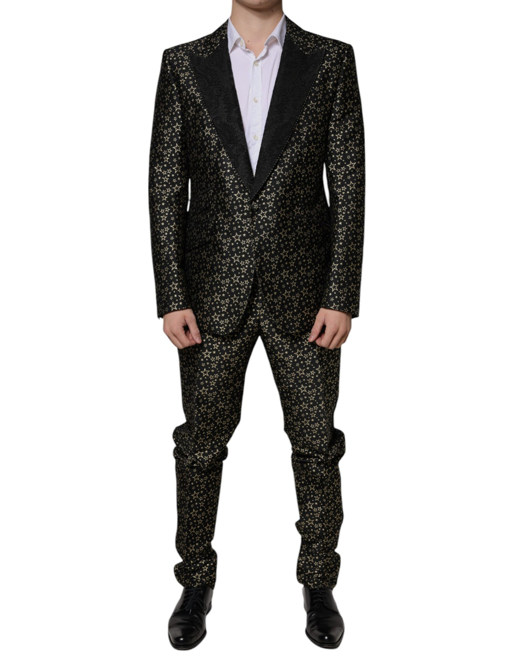 Dolce & Gabbana Dark Gray Stars Jacquard SICILIA 2 Piece Suit