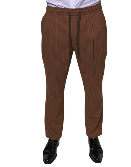 Dolce & Gabbana Brown Stripes Skinny Men Dress Pants Dolce & Gabbana