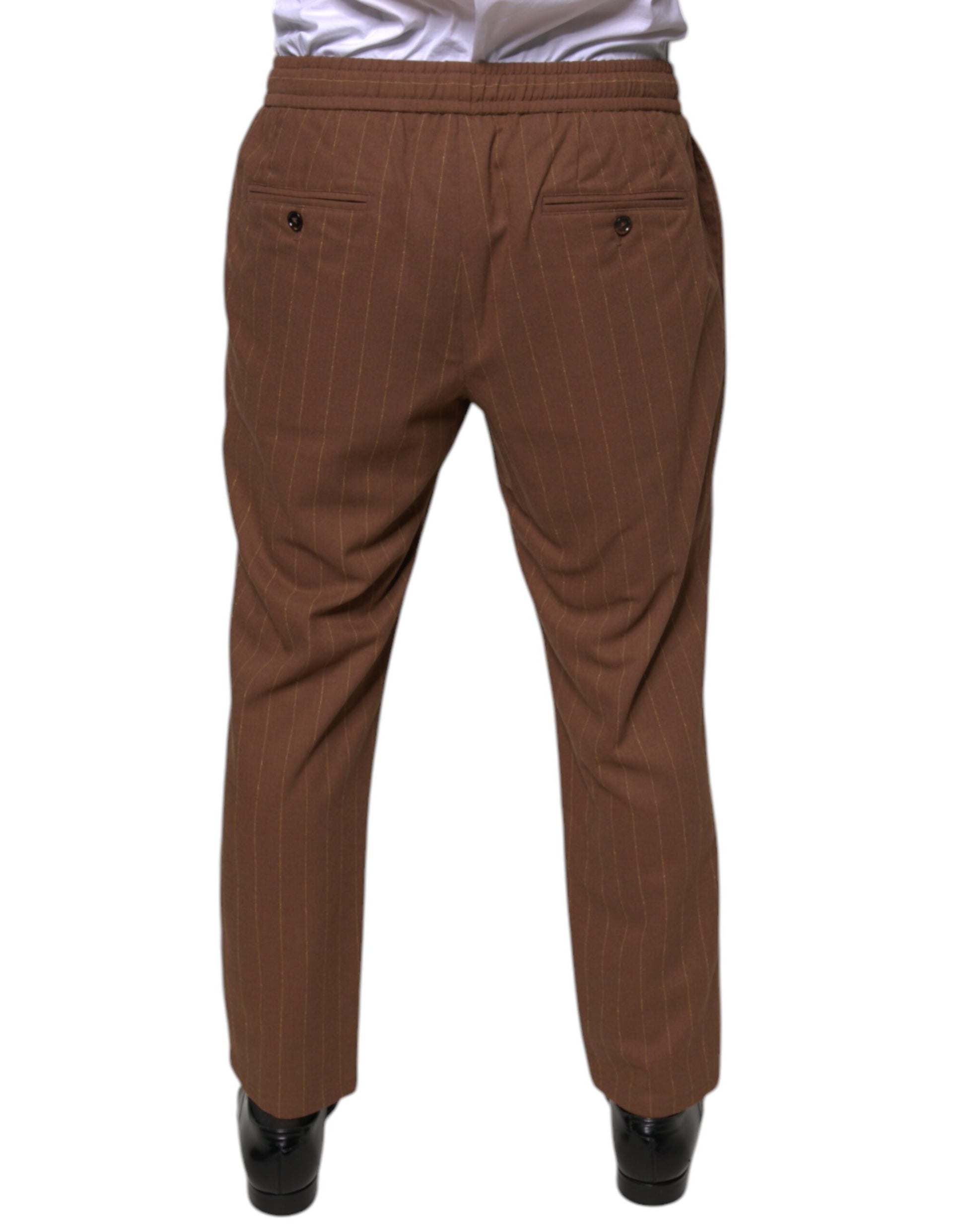 Dolce & Gabbana Brown Stripes Skinny Men Dress Pants Dolce & Gabbana