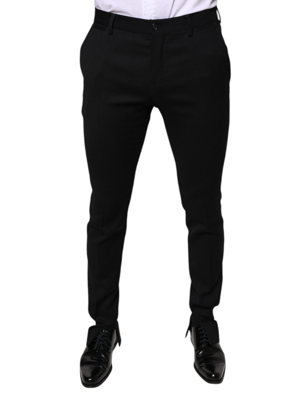 Dolce & Gabbana Black Wool Skinny Formal Dress Pants - Eljoys Fashion 