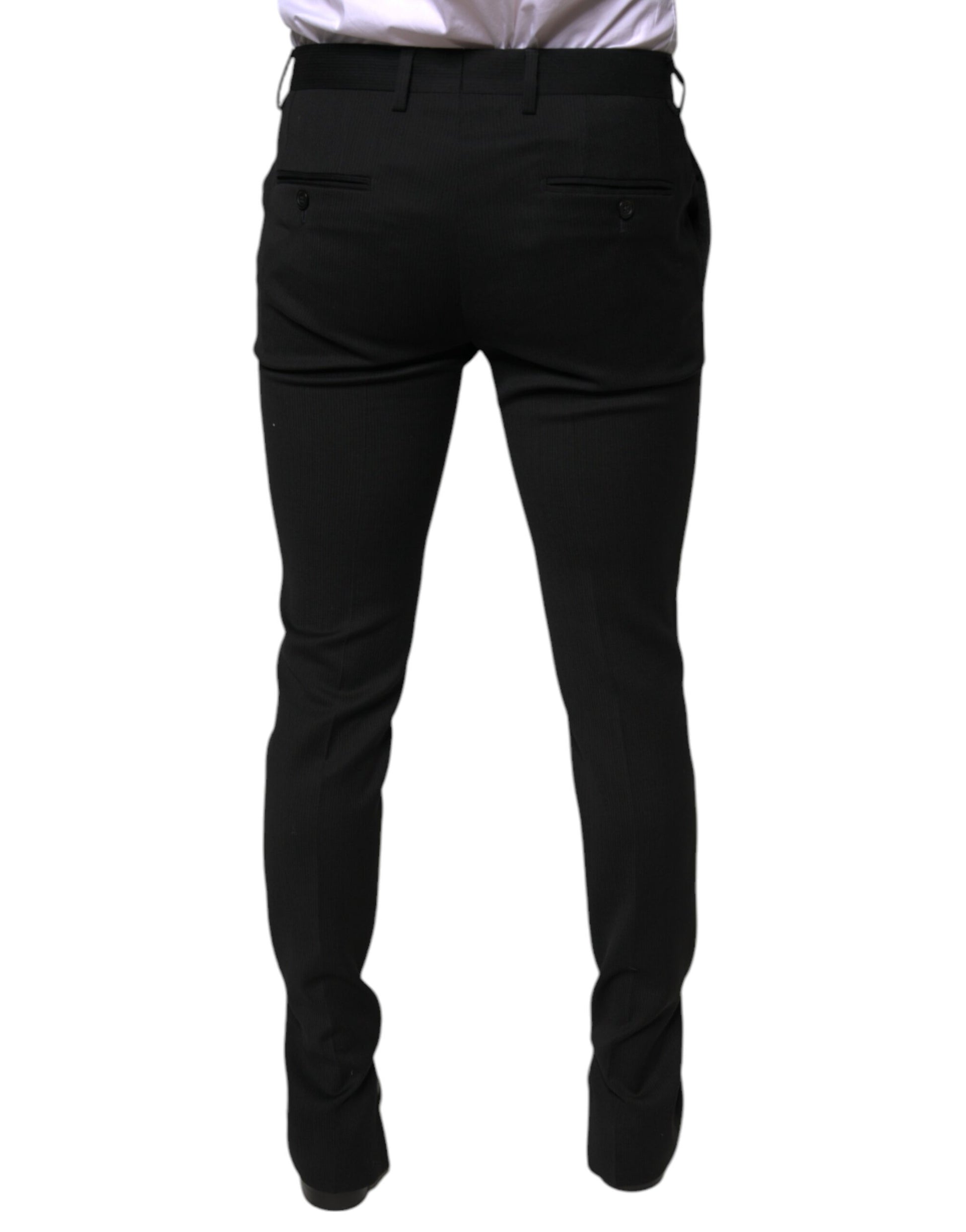 Dolce & Gabbana Black Wool Skinny Formal Dress Pants Dolce & Gabbana