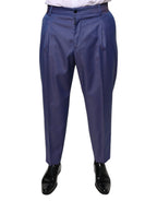 Dolce & Gabbana Blue Wool Tapered Formal Dress Pants - Eljoys Fashion 