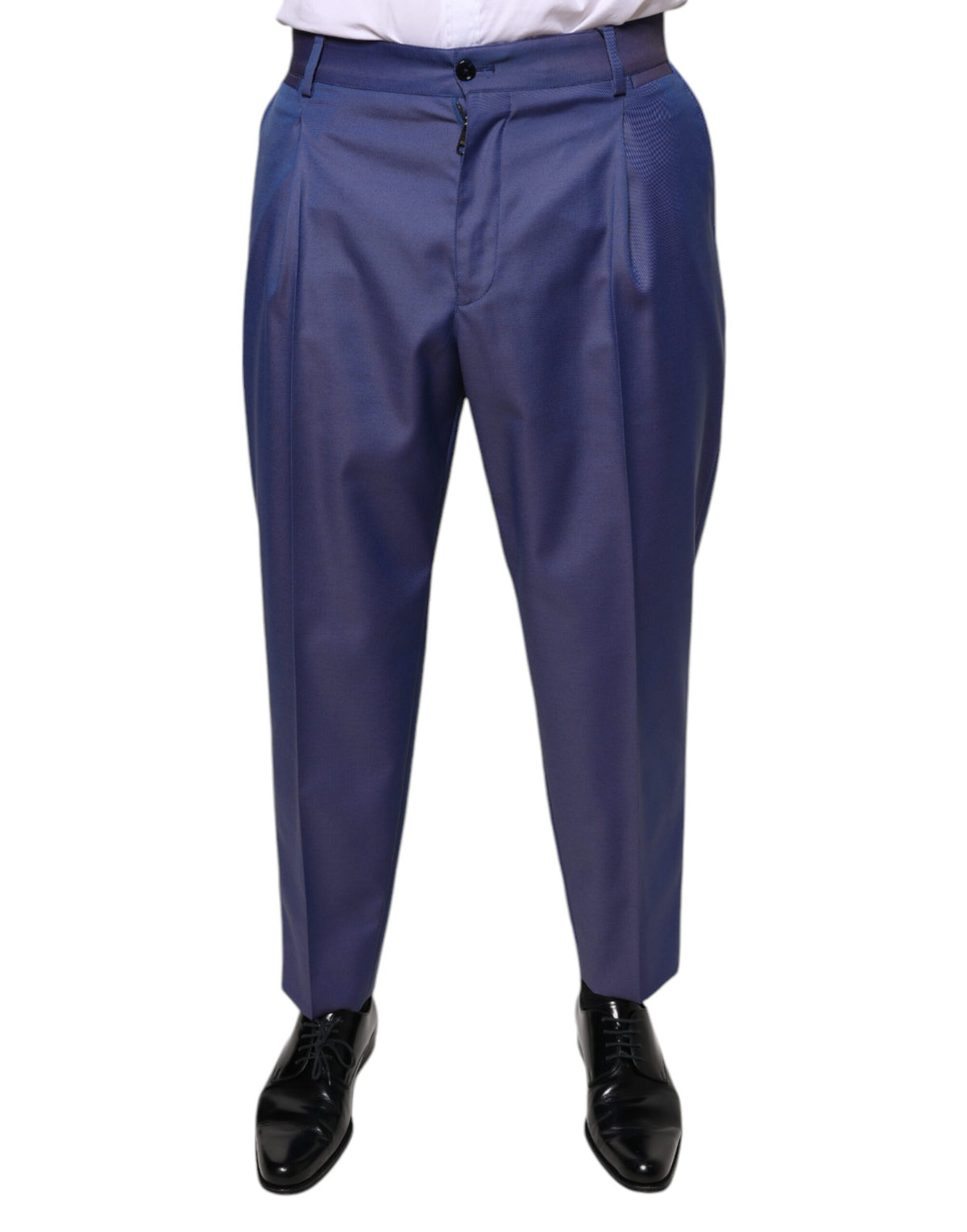 Dolce & Gabbana Blue Wool Tapered Formal Dress Pants - Eljoys Fashion 