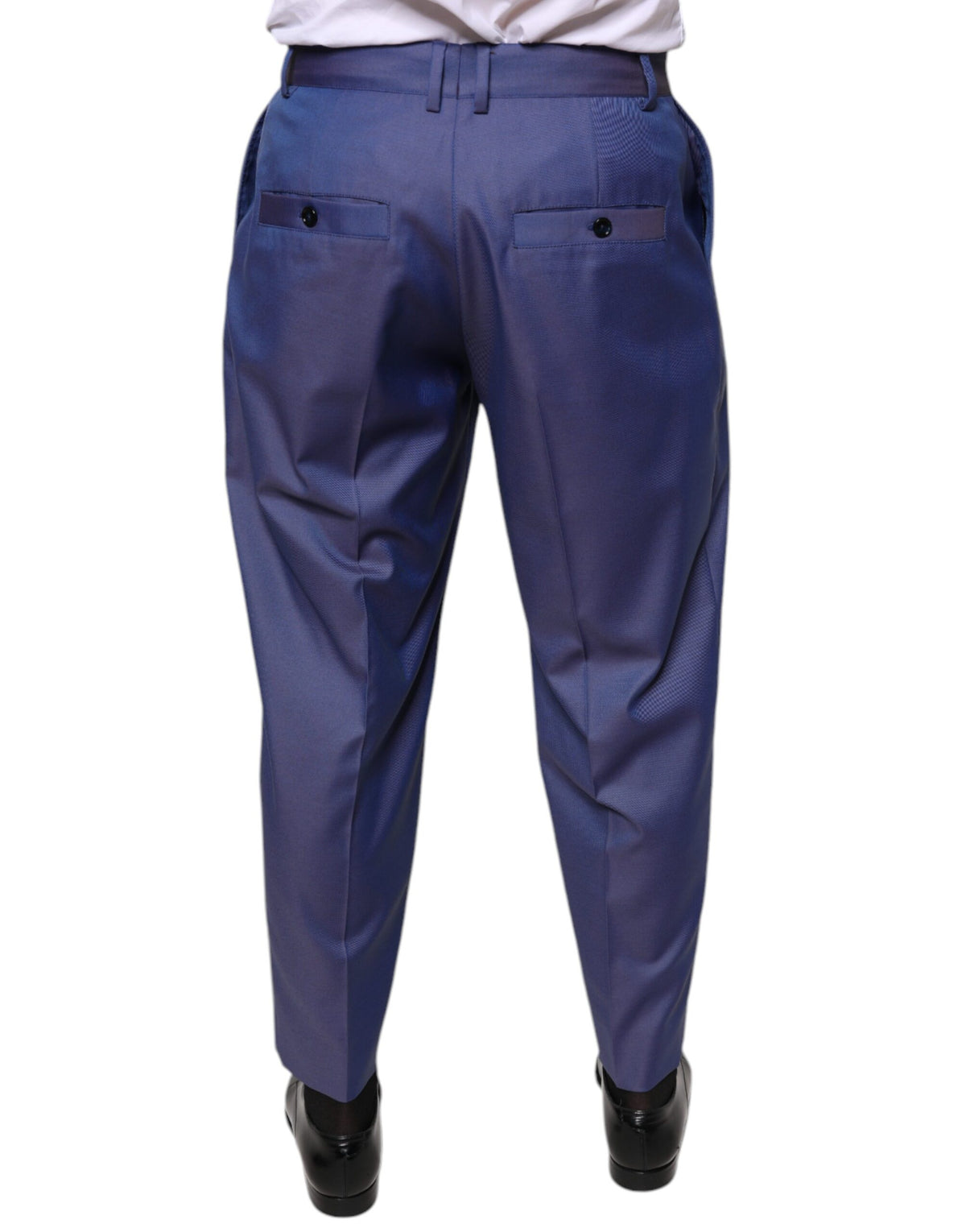 Dolce & Gabbana Blue Wool Tapered Formal Dress Pants - Eljoys Fashion 