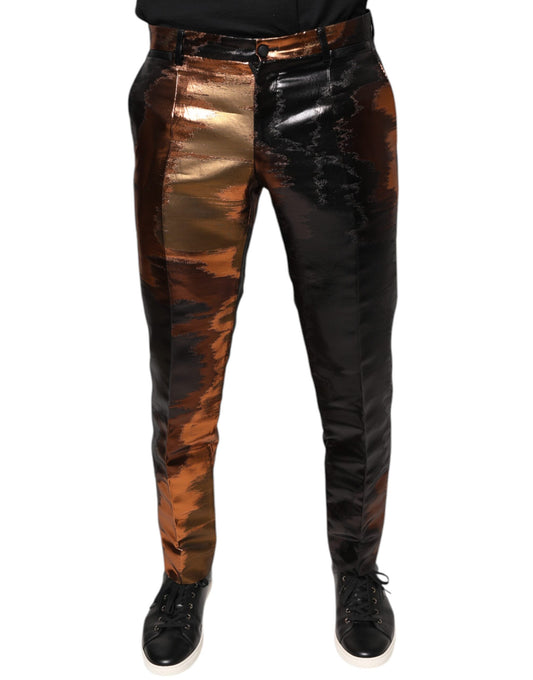 Dolce & Gabbana Multicolor Jacquard Skinny Men Pants Dolce & Gabbana