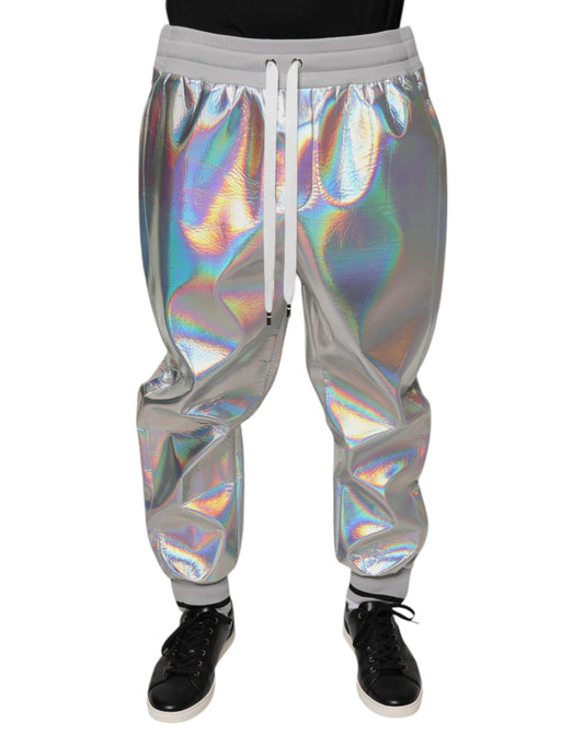 Dolce & Gabbana Silver Iridescent Men Jogger Sweatpants Pants Dolce & Gabbana