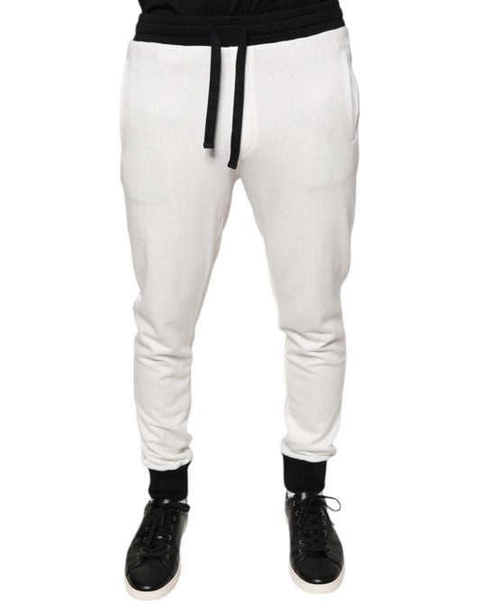 Dolce & Gabbana White Cotton Slim Men Jogger Sweatpants Pants Dolce & Gabbana
