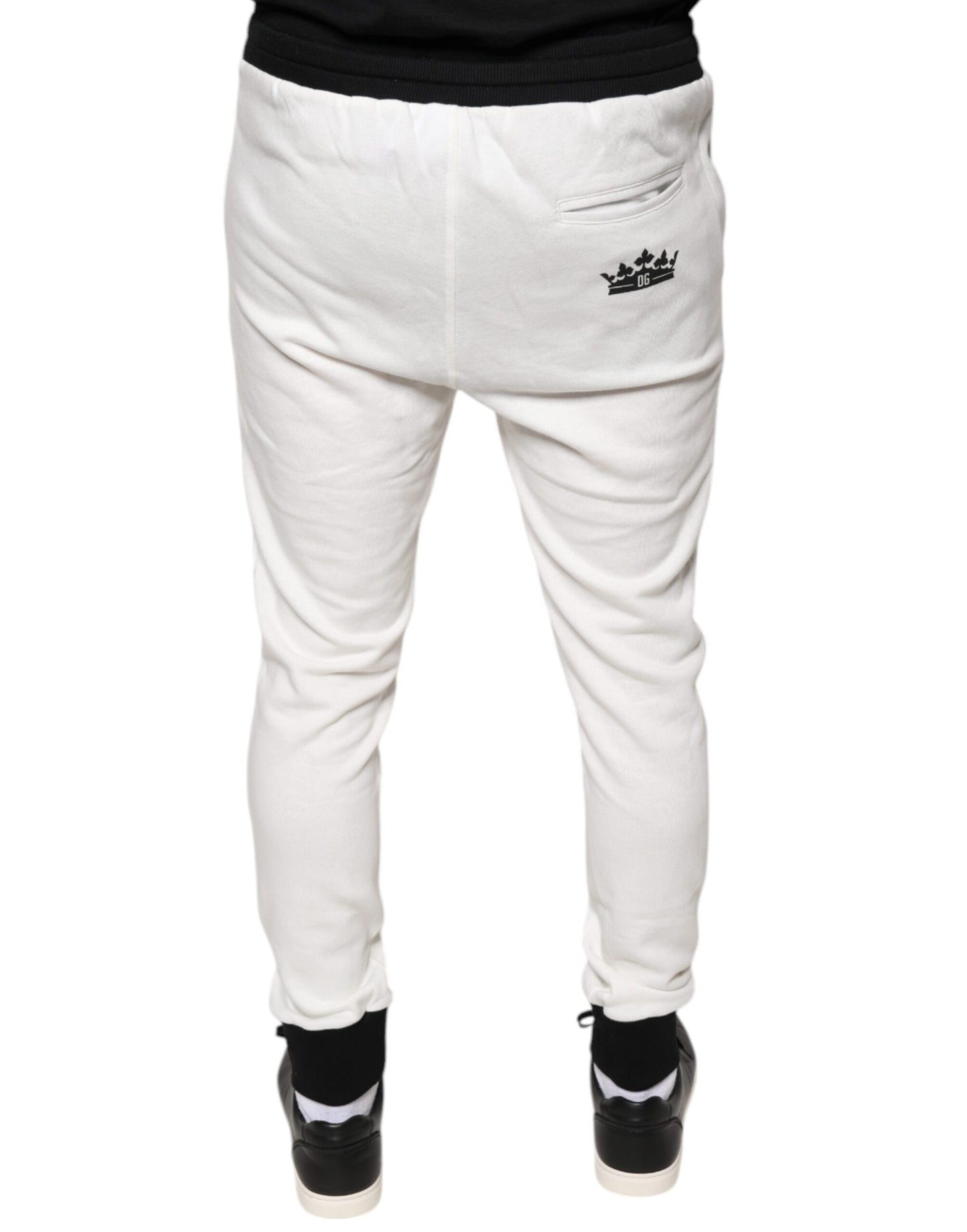 Dolce & Gabbana White Cotton Slim Men Jogger Sweatpants Pants Dolce & Gabbana