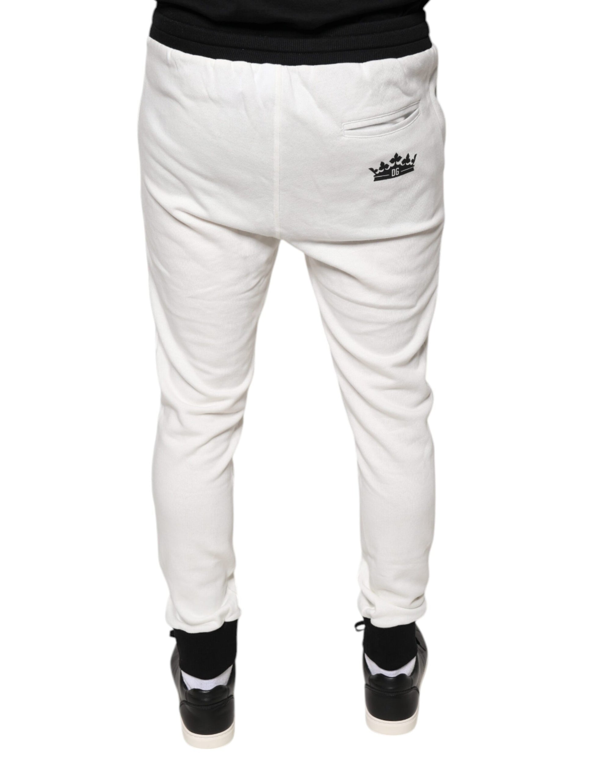 Dolce & Gabbana White Cotton Slim Men Jogger Sweatpants Pants Dolce & Gabbana