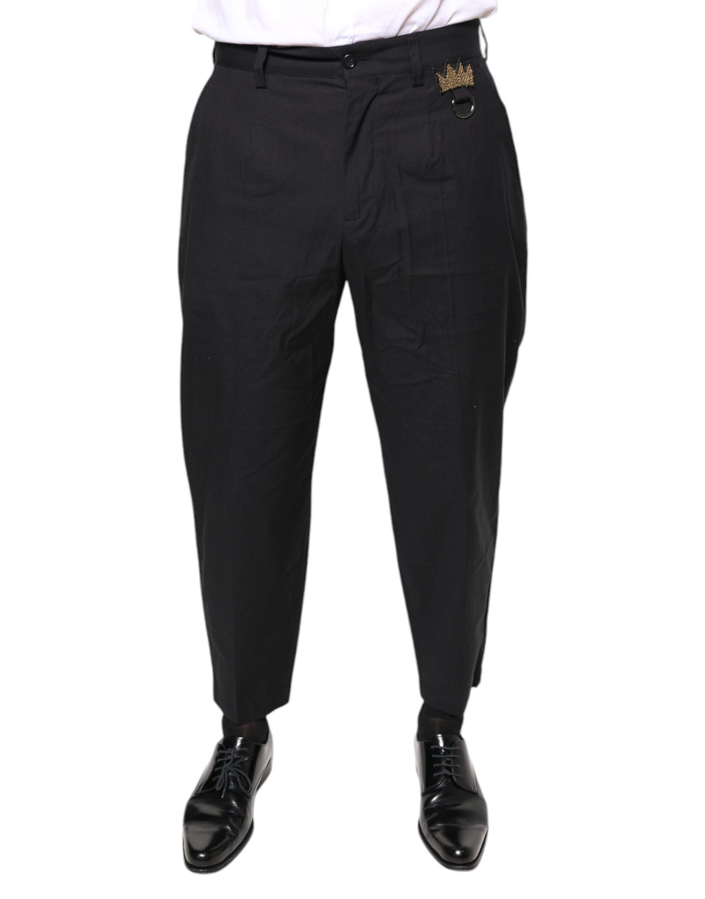 Dolce & Gabbana Black Crown Cotton Dress Pants - Eljoys Fashion 