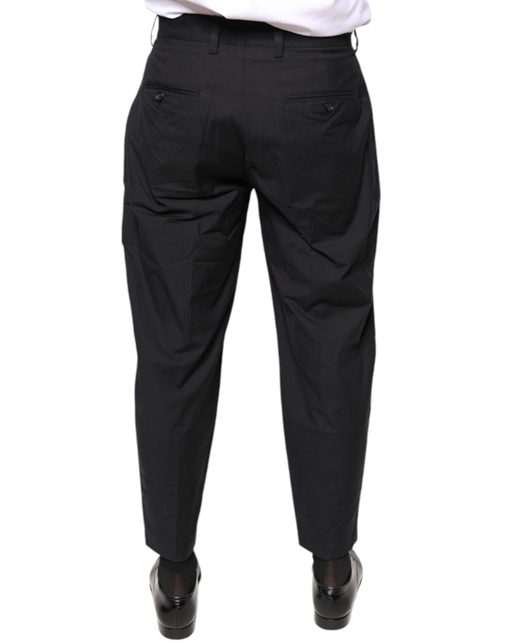 Dolce & Gabbana Black Crown Cotton Dress Pants - Eljoys Fashion 
