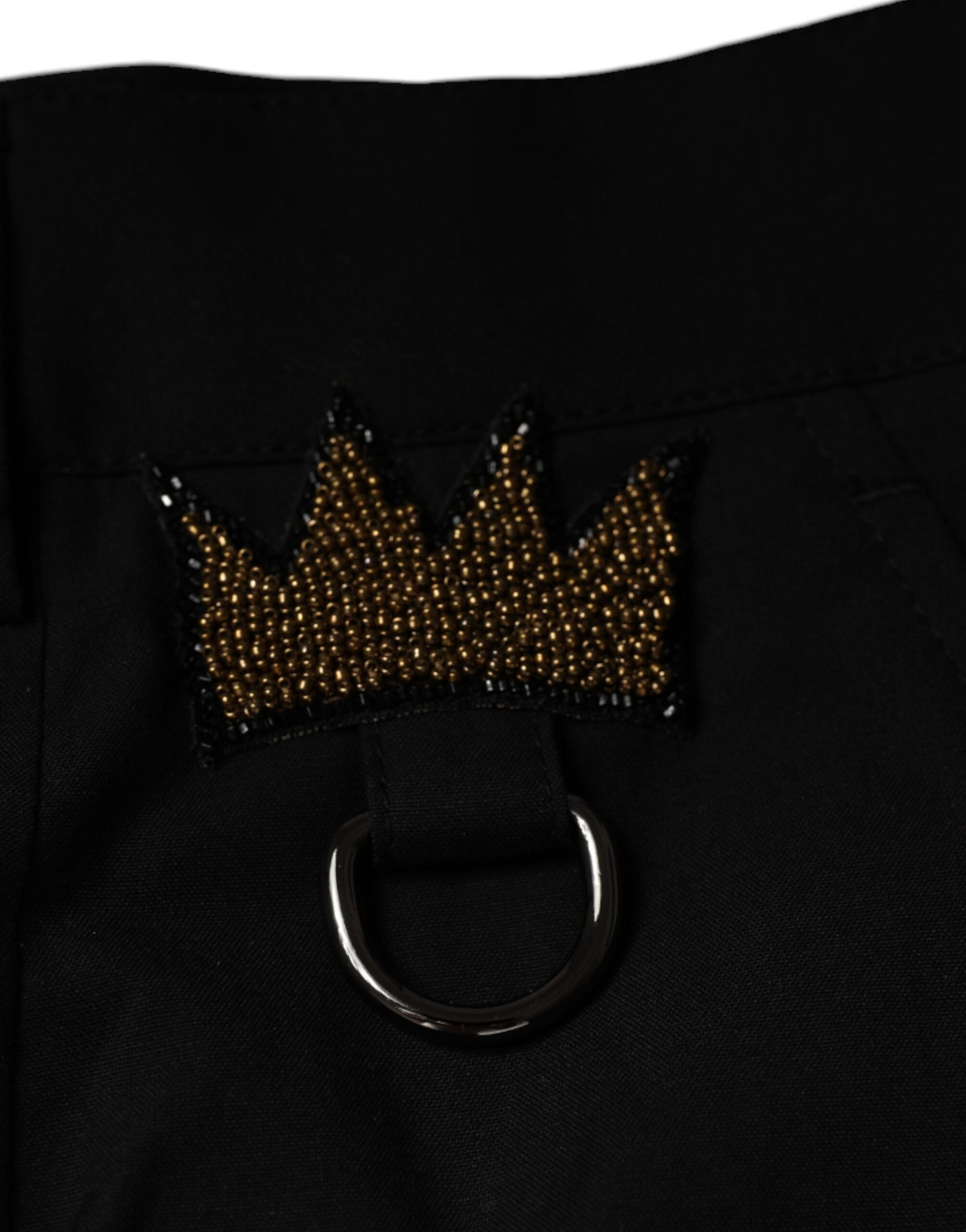 Dolce & Gabbana Black Crown Cotton Dress Pants Dolce & Gabbana