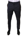 Dolce & Gabbana Black Cotton Wool Formal Dress Pants - Eljoys Fashion 