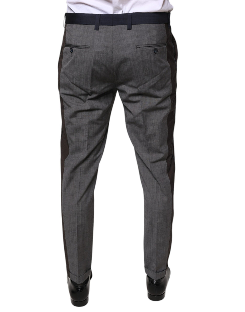 Dolce & Gabbana Black Cotton Wool Formal Dress Pants - Eljoys Fashion 