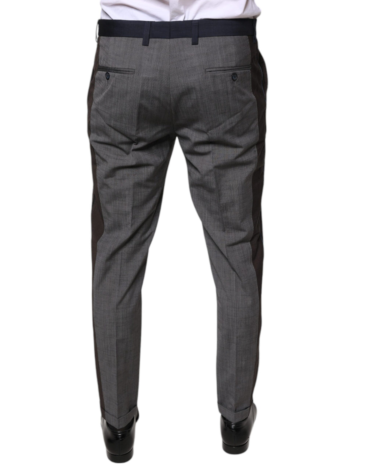 Dolce & Gabbana Black Cotton Wool Formal Dress Pants - Eljoys Fashion 