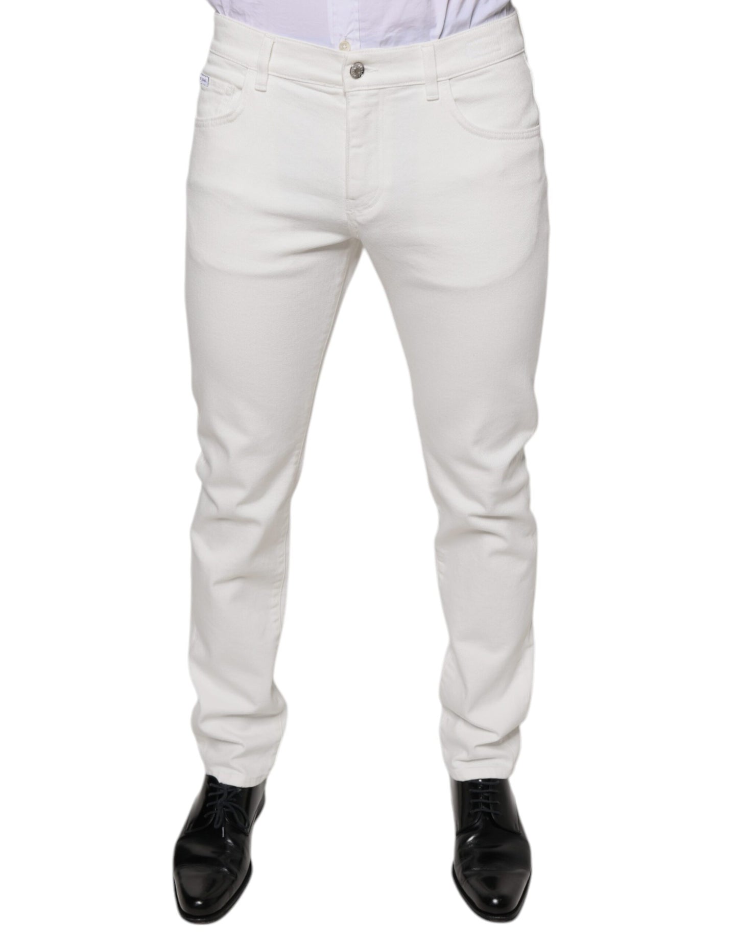 Dolce & Gabbana White Cotton Skinny Slim Men Denim Jeans Dolce & Gabbana