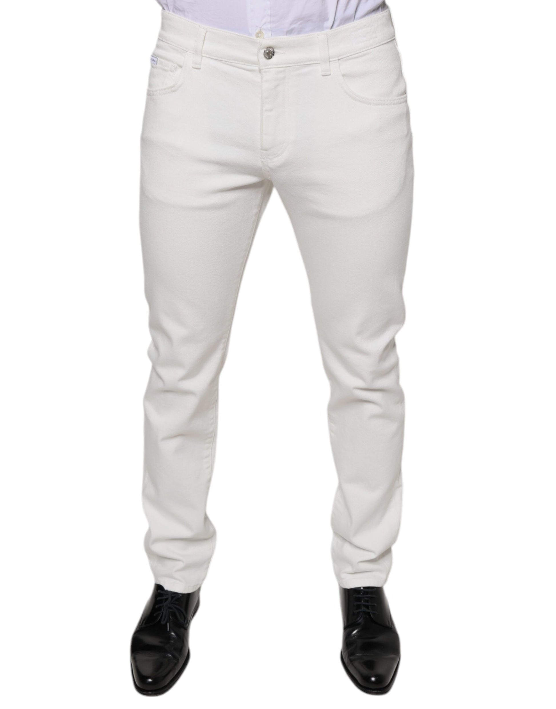 Dolce & Gabbana White Cotton Skinny Slim Men Denim Jeans Dolce & Gabbana
