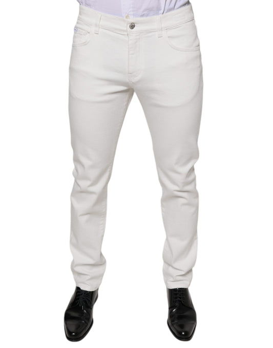 Dolce & Gabbana White Cotton Skinny Slim Men Denim Jeans Dolce & Gabbana