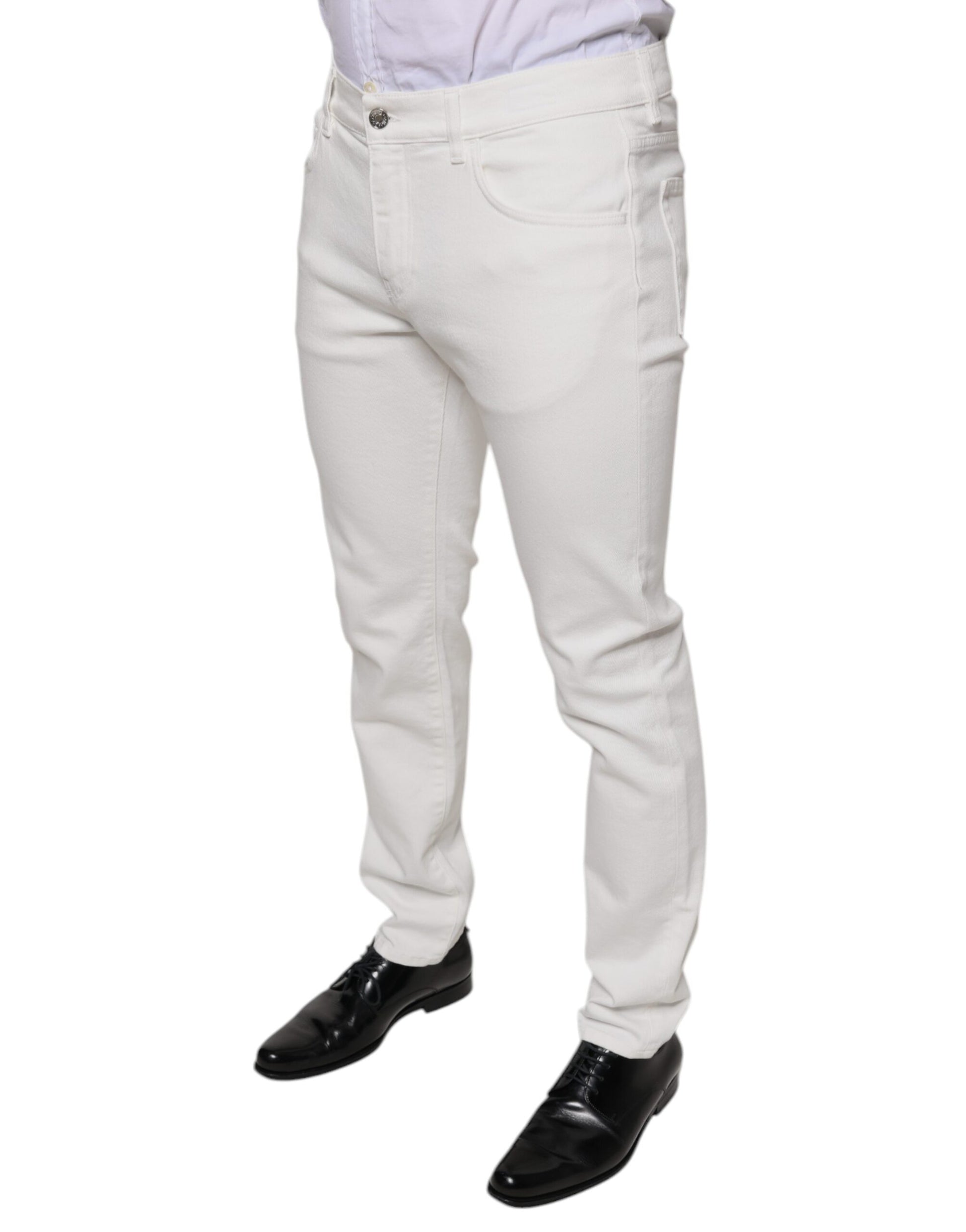 Dolce & Gabbana White Cotton Skinny Slim Men Denim Jeans Dolce & Gabbana