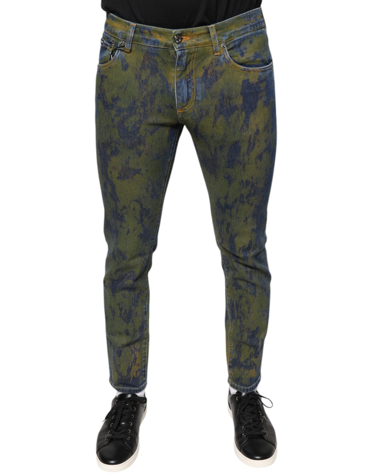 Dolce & Gabbana Blue Cotton Dye Slim Fit Men Denim Jeans - Eljoys Fashion 