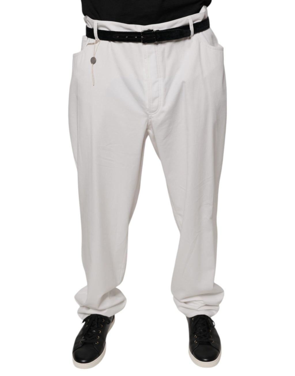 Brunello Cucinelli White Cotton Men Dress Tapered Pants - Eljoys Fashion 