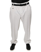 Brunello Cucinelli White Cotton Men Dress Tapered Pants - Eljoys Fashion 
