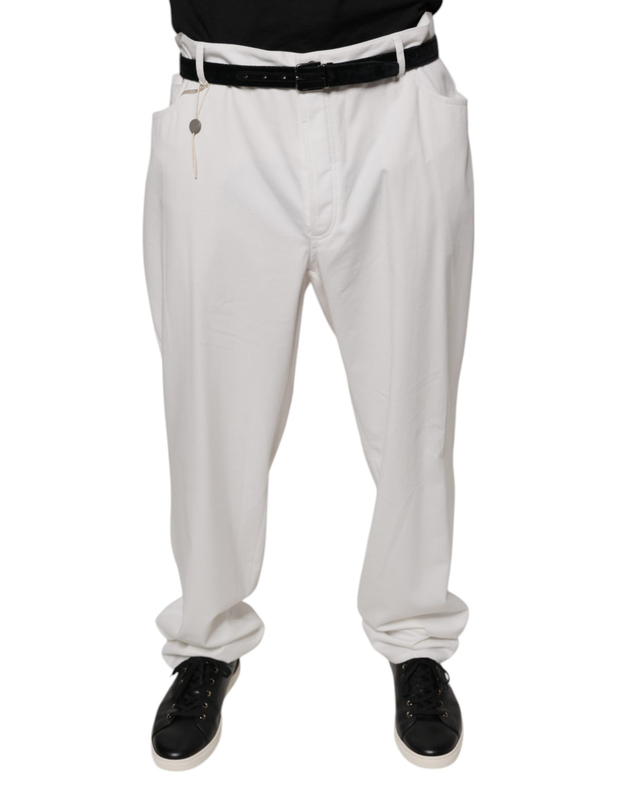 Brunello Cucinelli White Cotton Men Dress Tapered Pants - Eljoys Fashion 
