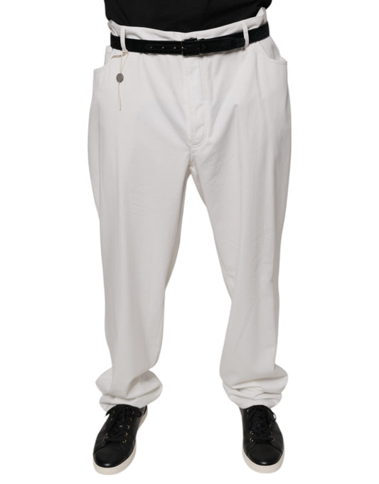 Brunello Cucinelli White Cotton Men Dress Tapered Pants Brunello Cucinelli