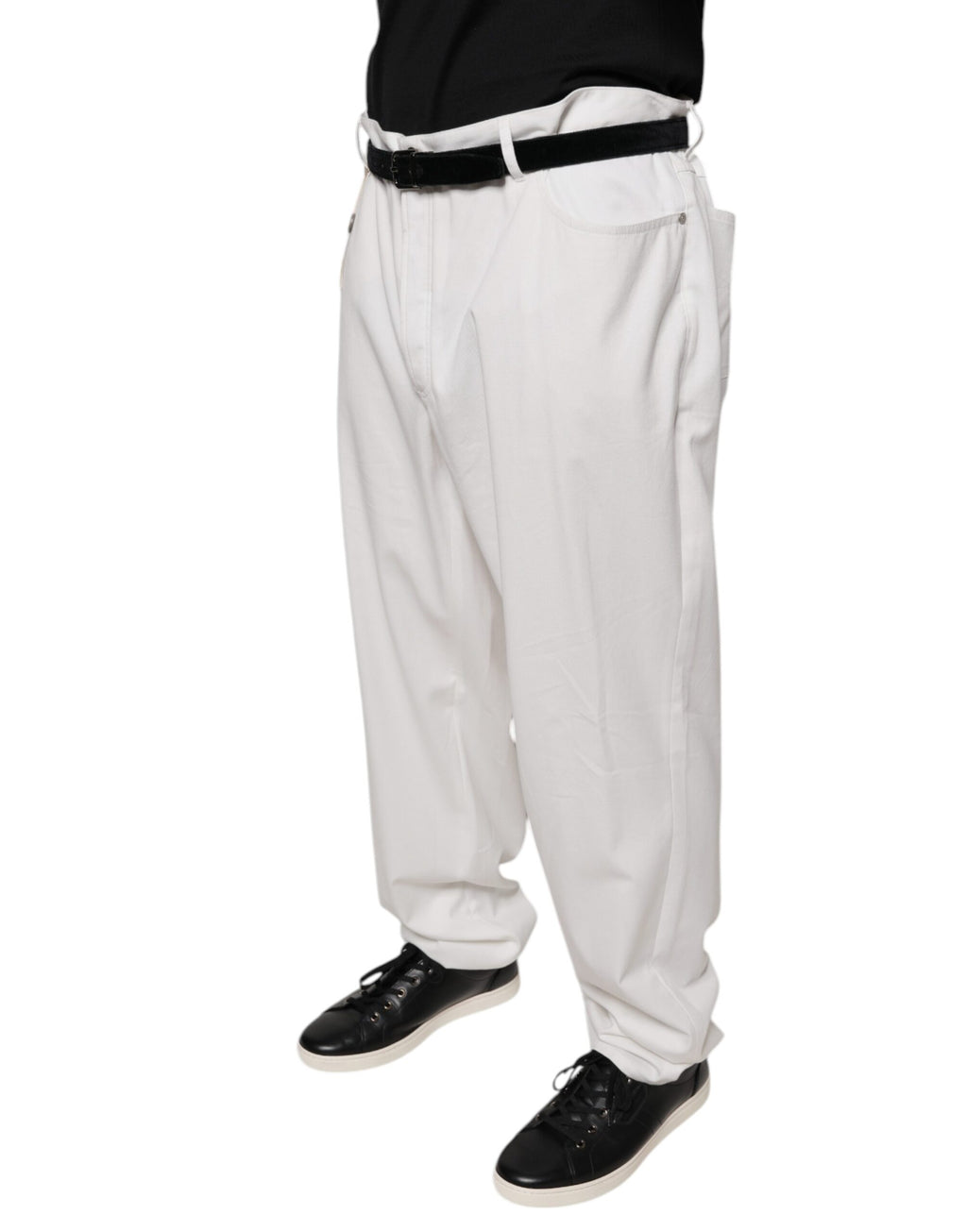 Brunello Cucinelli White Cotton Men Dress Tapered Pants - Eljoys Fashion 