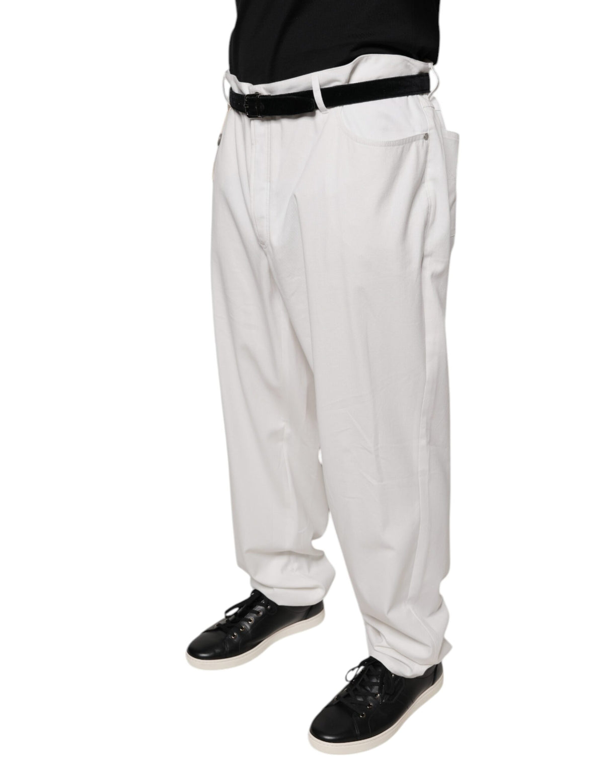 Brunello Cucinelli White Cotton Men Dress Tapered Pants - Eljoys Fashion 