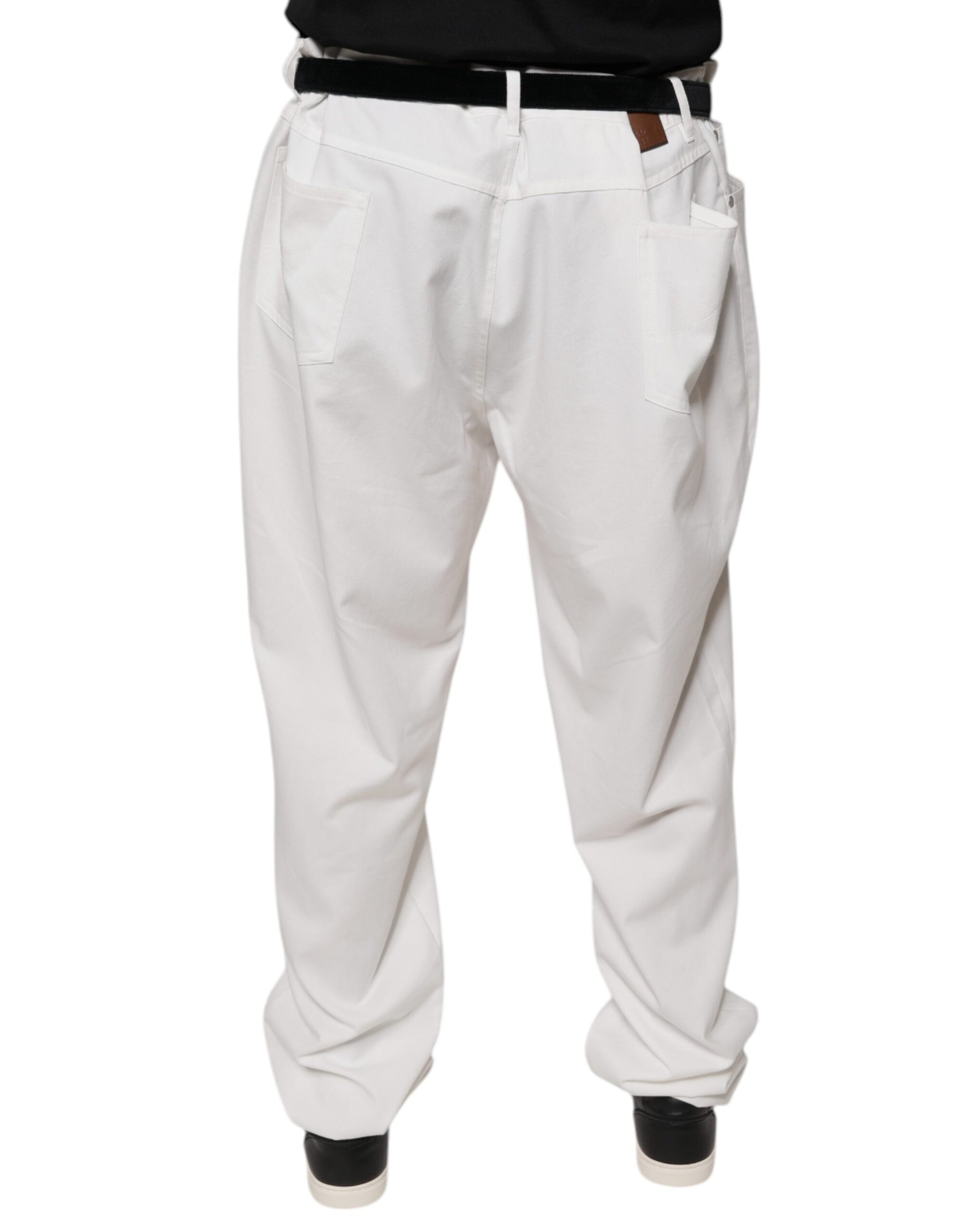 Brunello Cucinelli White Cotton Men Dress Tapered Pants Brunello Cucinelli