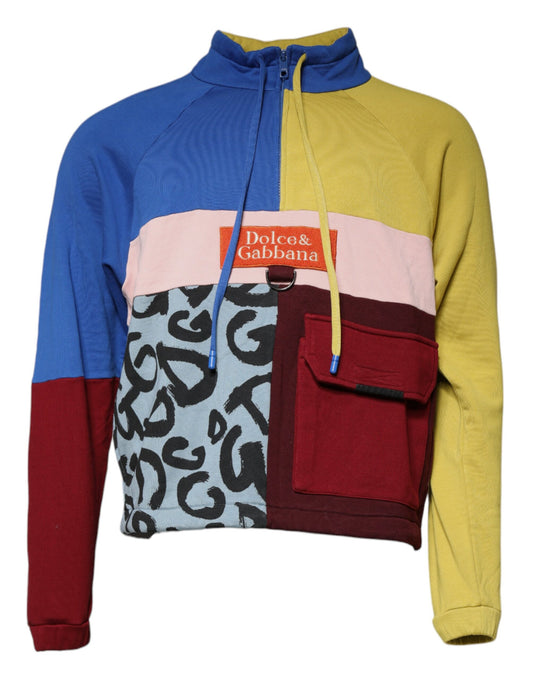Dolce & Gabbana Multicolor Patchwork Men Sweatshirt Sweater Dolce & Gabbana