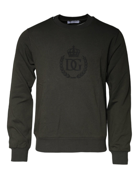 Dolce & Gabbana Army Green Crown Cotton Sweatshirt Sweater Dolce & Gabbana