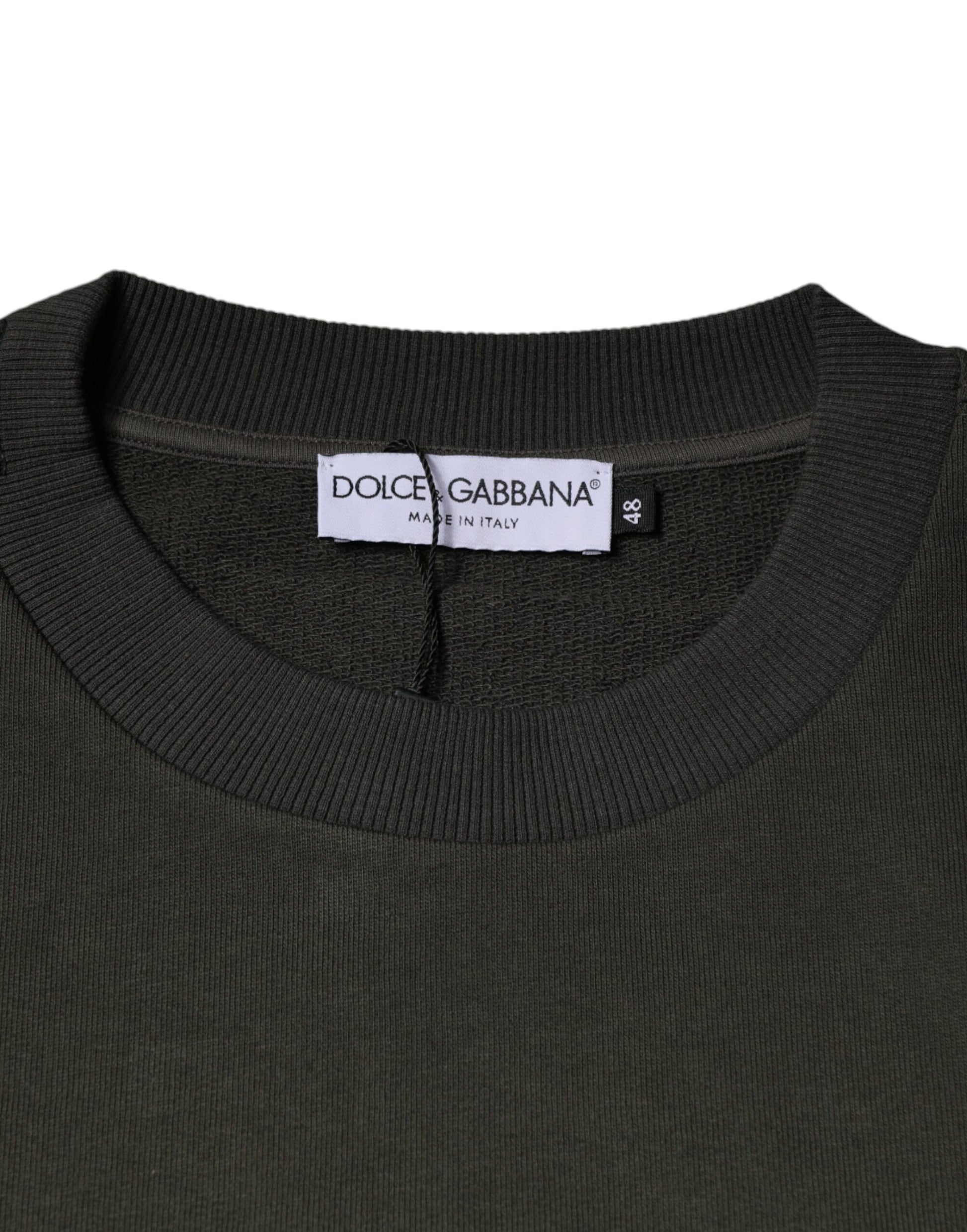 Dolce & Gabbana Army Green Crown Cotton Sweatshirt Sweater Dolce & Gabbana