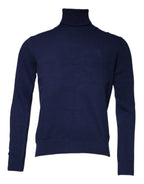 Dolce & Gabbana Blue Wool Knit Turtleneck Pullover Sweater - Eljoys Fashion 