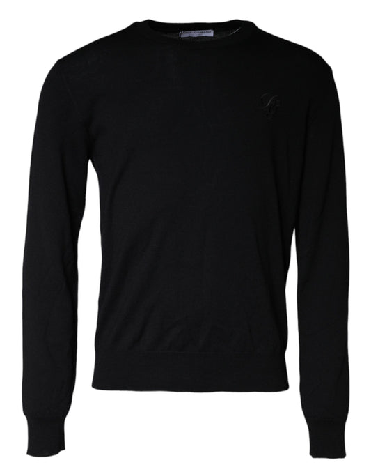 Dolce & Gabbana Black Wool Knit Crew Neck Pullover Sweater Dolce & Gabbana