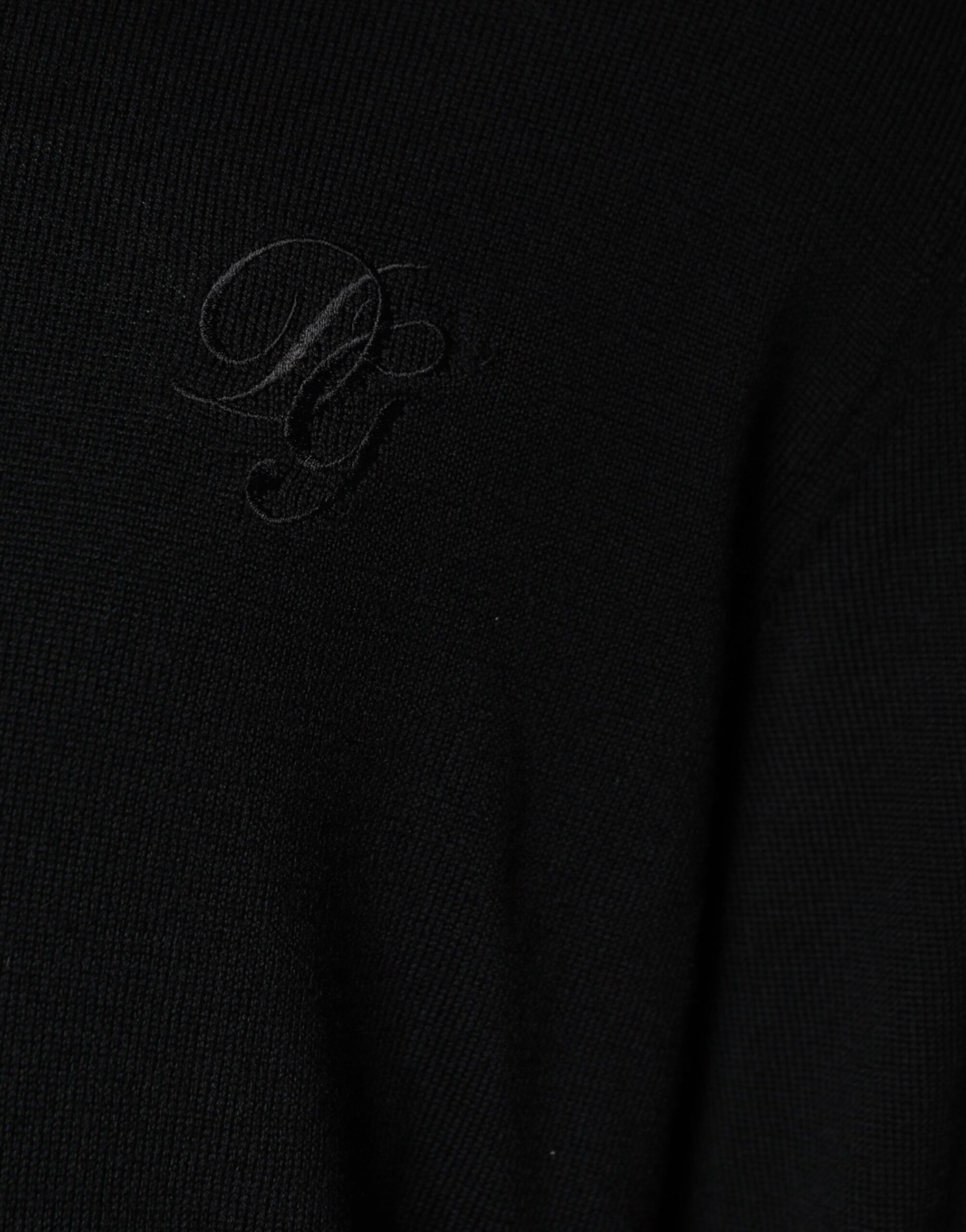 Dolce & Gabbana Black Wool Knit Crew Neck Pullover Sweater Dolce & Gabbana