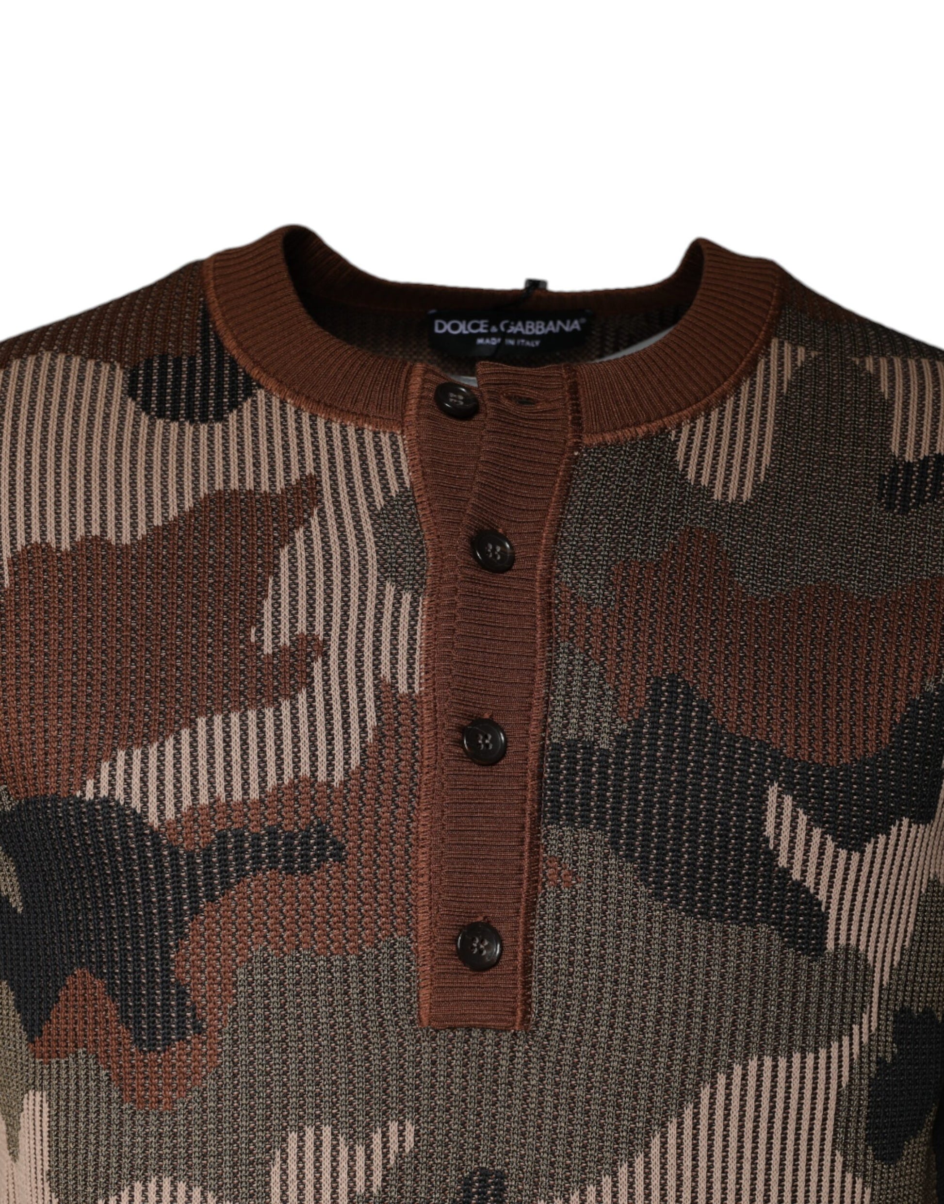 Dolce & Gabbana Multicolor Camouflage Men Pullover Sweater Dolce & Gabbana