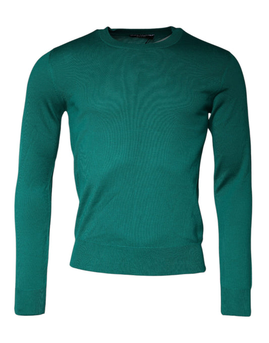 Dolce & Gabbana Green Wool Knit Crew Neck Pullover Sweater Dolce & Gabbana