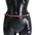 Dolce & Gabbana Red Yellow Leather Crystal Belt