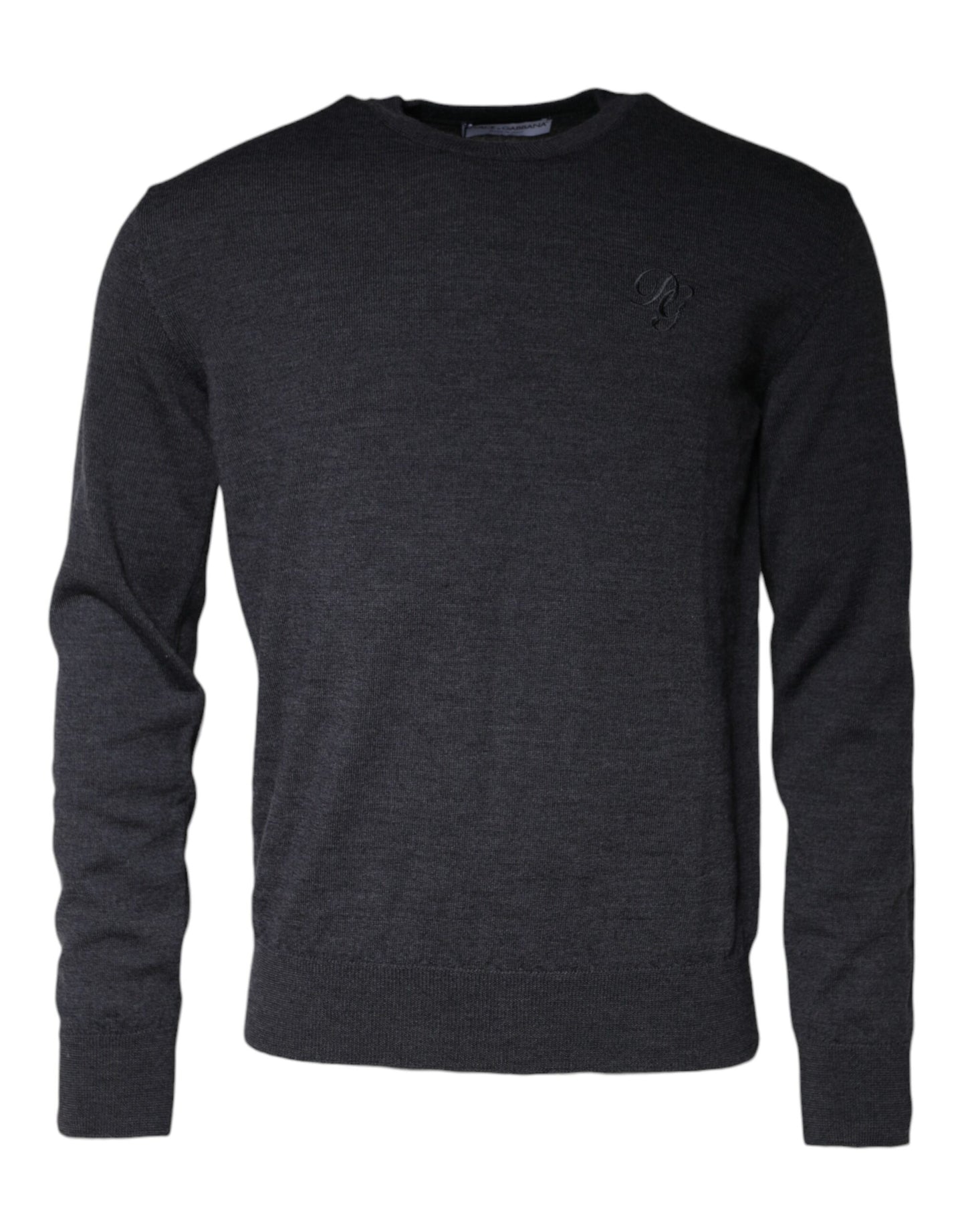 Dolce & Gabbana Dark Gray Wool Crew Neck Pullover Sweater Dolce & Gabbana