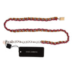 Dolce & Gabbana Red Yellow Leather Crystal Belt