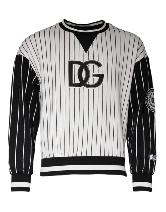 Dolce & Gabbana Black White Stripes Logo Sweatshirt Sweater Dolce & Gabbana
