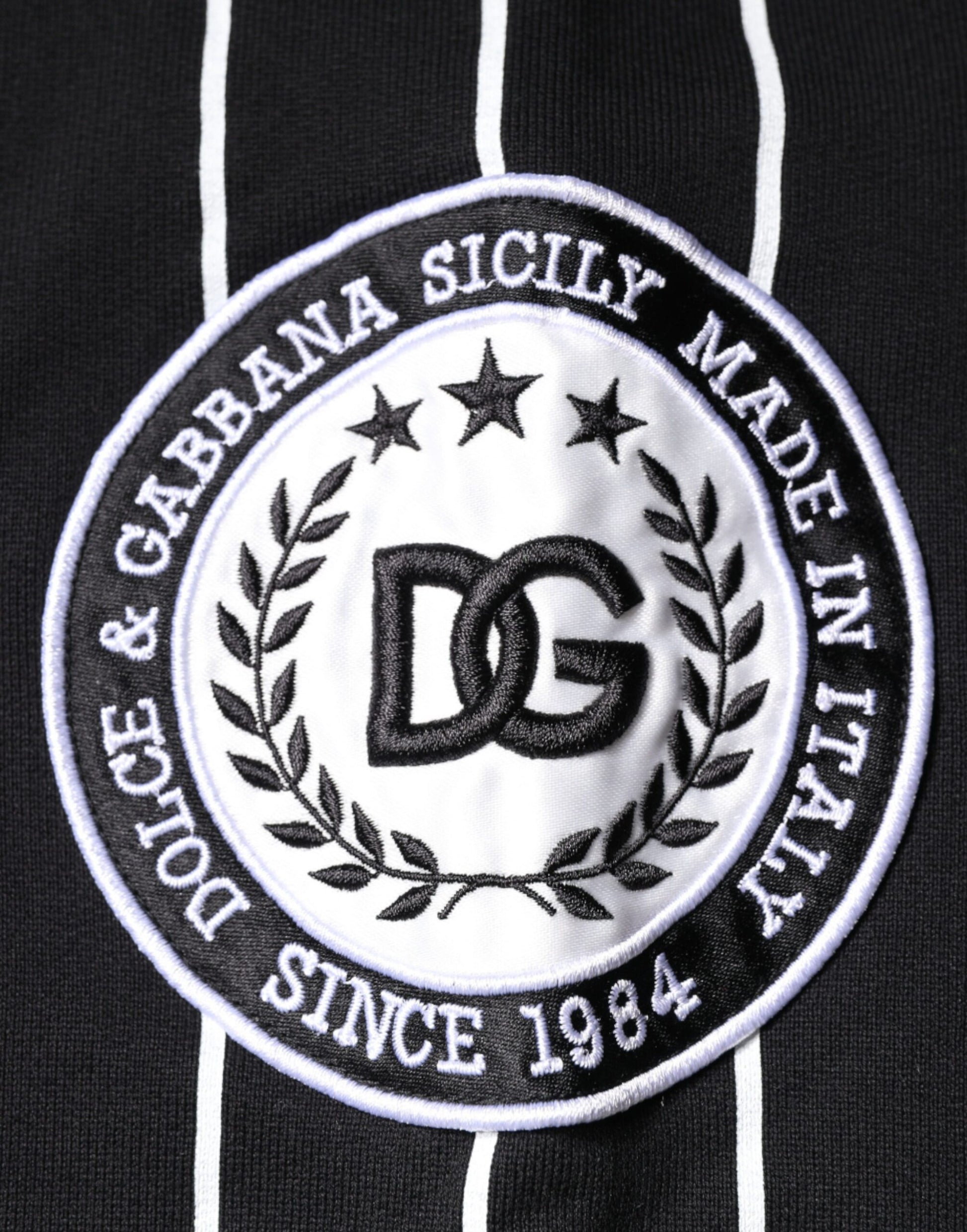 Dolce & Gabbana Black White Stripes Logo Sweatshirt Sweater Dolce & Gabbana