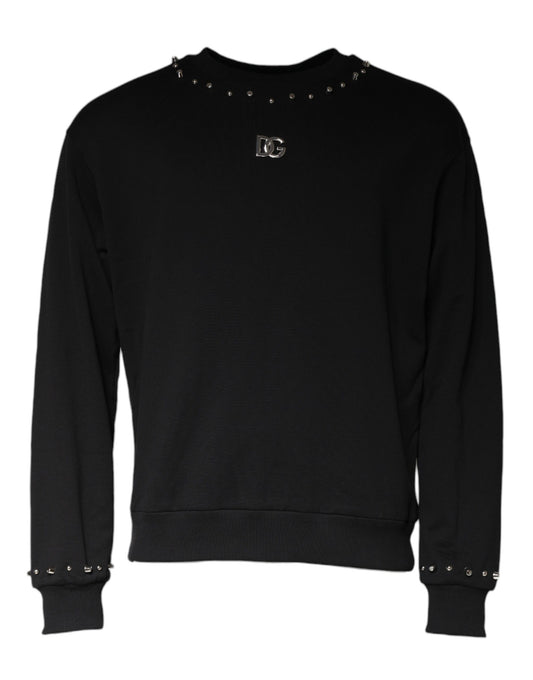 Dolce & Gabbana Black Logo Stud Pullover Sweatshirt Sweater Dolce & Gabbana